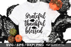 Grateful Thankful Blessed SVG - Fall Quotes Design Product Image 1