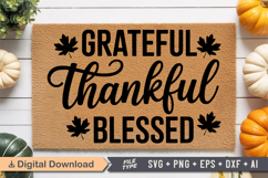 Grateful Thankful Blessed SVG | Fall Doormat SVG | Autumn Product Image 1