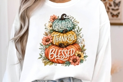 Grateful Thankful Blessed Pumpkin PNG Sublimation Design Product Image 2