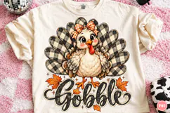 Grateful Thanksgiving Turkey PNG | Buffalo Plaid Fall PnG Product Image 1