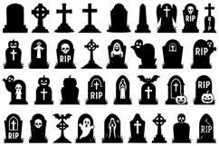 Gravestone SVG Bundle: Tombstone Clipart, Silhouettes Product Image 1