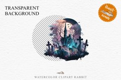 Graveyard Creepy Cemetery Clipart PNG Scrapbooking Halloween Fairy Tale Art Image Watercolor Transparent Print illustration sublimation kids printable digital watercolor horror, Cemetery clipart, sublimation nursery, Creepy Witch House, halloween