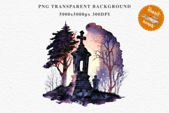 Graveyard Creepy Cemetery Clipart PNG Scrapbooking Halloween Fairy Tale Art Image Watercolor Transparent Print illustration sublimation kids printable digital watercolor horror, Cemetery clipart, sublimation nursery, Creepy Witch House, halloween