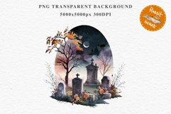 Graveyard Creepy Cemetery Clipart PNG Scrapbooking Halloween Fairy Tale Art Image Watercolor Transparent Print illustration sublimation kids printable digital watercolor horror, Cemetery clipart, sublimation nursery, Creepy Witch House, halloween