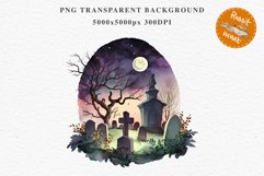 Graveyard Creepy Cemetery Clipart PNG Scrapbooking Halloween Fairy Tale Art Image Watercolor Transparent Print illustration sublimation kids printable digital watercolor horror, Cemetery clipart, sublimation nursery, Creepy Witch House, halloween