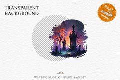 Graveyard Creepy Cemetery Clipart PNG Scrapbooking Halloween Fairy Tale Art Image Watercolor Transparent Print illustration sublimation kids printable digital watercolor horror, Cemetery clipart, sublimation nursery, Creepy Witch House, halloween