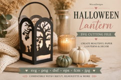 Round Spooky graveyard lantern svg template, Product Image 3