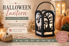 Round Spooky graveyard lantern svg template, Product Image 4