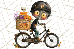 Halloween Clipart PNG, Funny Skeleton and Zombie Workers Product Image 3