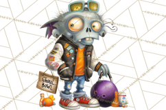 Halloween Clipart PNG, Funny Skeleton and Zombie Workers Product Image 4