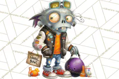 Halloween Clipart PNG, Funny Skeleton and Zombie Workers Product Image 4