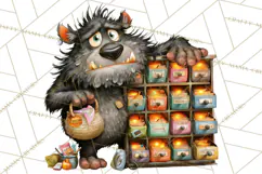 Halloween Clipart PNG, Funny Skeleton and Zombie Workers Product Image 4