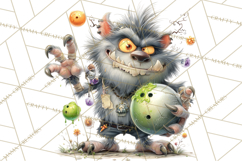 Halloween Clipart PNG, Funny Skeleton and Zombie Workers Product Image 2