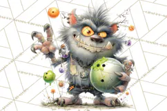 Halloween Clipart PNG, Funny Skeleton and Zombie Workers Product Image 2