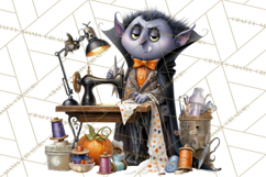 Halloween Clipart PNG, Funny Skeleton and Zombie Workers Product Image 3