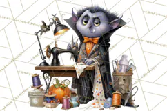 Halloween Clipart PNG, Funny Skeleton and Zombie Workers Product Image 3