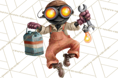 Halloween Clipart PNG, Funny Skeleton and Zombie Workers Product Image 5