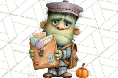 Halloween Clipart PNG, Funny Skeleton and Zombie Workers Product Image 3