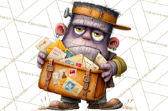 Halloween Clipart PNG, Funny Skeleton and Zombie Workers Product Image 4