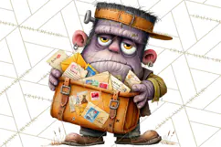 Halloween Clipart PNG, Funny Skeleton and Zombie Workers Product Image 4