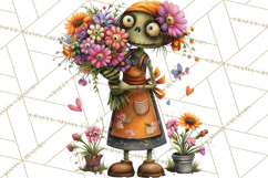 Halloween Clipart PNG, Funny Skeleton and Zombie Workers Product Image 5