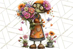 Halloween Clipart PNG, Funny Skeleton and Zombie Workers Product Image 5
