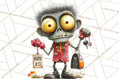 Halloween Clipart PNG, Funny Skeleton and Zombie Workers Product Image 3