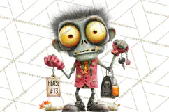Halloween Clipart PNG, Funny Skeleton and Zombie Workers Product Image 3