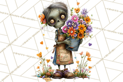 Halloween Clipart PNG, Funny Skeleton and Zombie Workers Product Image 2