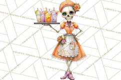 Halloween Clipart PNG, Funny Skeleton and Zombie Workers Product Image 3