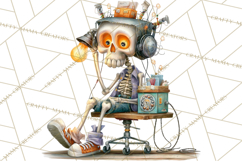 Halloween Clipart PNG, Funny Skeleton and Zombie Workers Product Image 2