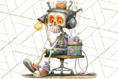 Halloween Clipart PNG, Funny Skeleton and Zombie Workers Product Image 2