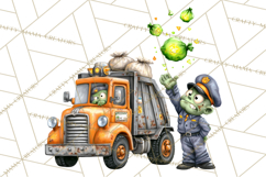 Halloween Clipart PNG, Funny Skeleton and Zombie Workers Product Image 4