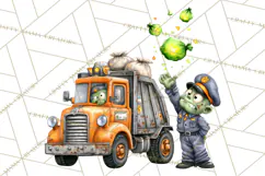 Halloween Clipart PNG, Funny Skeleton and Zombie Workers Product Image 4