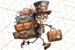 Halloween Clipart PNG, Funny Skeleton and Zombie Workers Product Image 2