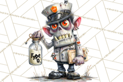Halloween Clipart PNG, Funny Skeleton and Zombie Workers Product Image 3