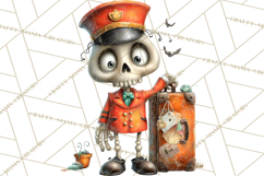 Halloween Clipart PNG, Funny Skeleton and Zombie Workers Product Image 4