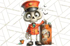 Halloween Clipart PNG, Funny Skeleton and Zombie Workers Product Image 4
