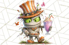 Halloween Clipart PNG, Funny Skeleton and Zombie Workers Product Image 5