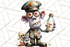 Halloween Clipart PNG, Funny Skeleton and Zombie Workers Product Image 2