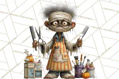 Halloween Clipart PNG, Funny Skeleton and Zombie Workers Product Image 4