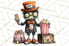 Halloween Clipart PNG, Funny Skeleton and Zombie Workers Product Image 3