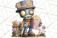 Halloween Clipart PNG, Funny Skeleton and Zombie Workers Product Image 4