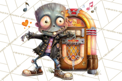 Halloween Clipart PNG, Funny Skeleton and Zombie Workers Product Image 5