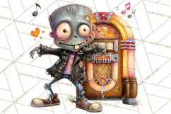Halloween Clipart PNG, Funny Skeleton and Zombie Workers Product Image 5