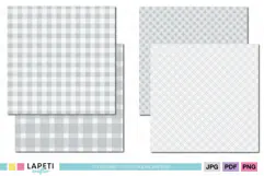 Gray tartan and gingham digital papers in a soft monochrome palette