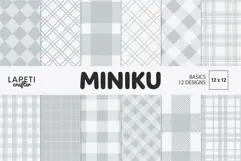 Gray plaid digital papers with coordinating neutral check and tartan patterns