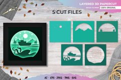 3D Shadowbox Great Kraken Fishing Layered Papercut Product Image 1