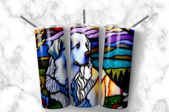 Great Pyrenees Stained Glass Dog 20 oz Skinny Tumbler Product Image 1