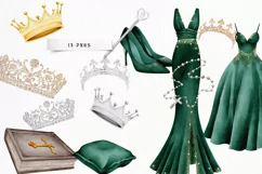 Green Quinceanera Watercolor Clipart Png Product Image 3